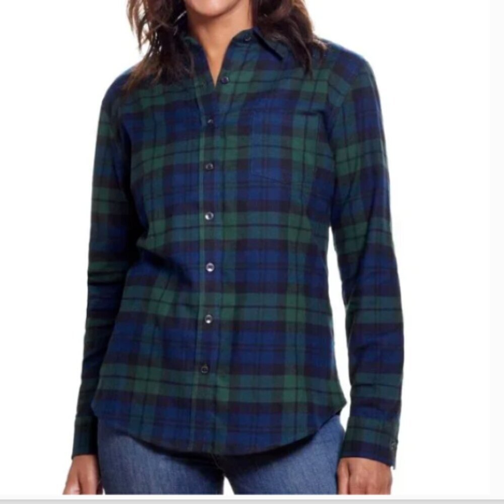 Weatherproof Vintage Comfort Stretch Plaid Flannel Button-Down Shirt M #332G‎